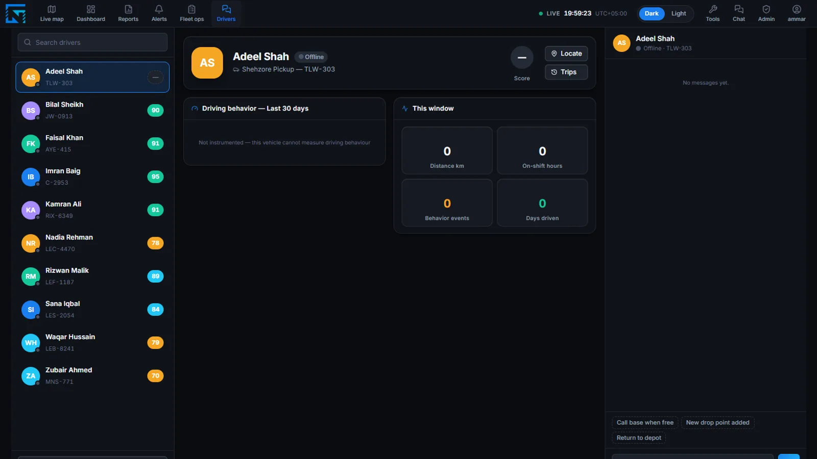 Driver profiles with RFID assignment and the 30-day driver score