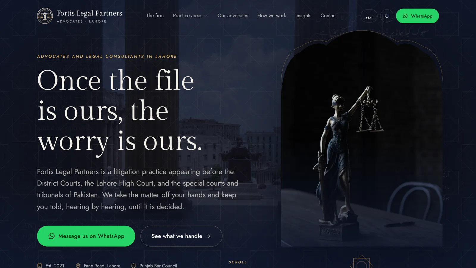 Fortis Legal Partners — Bilingual Law Firm Website (English & Urdu)